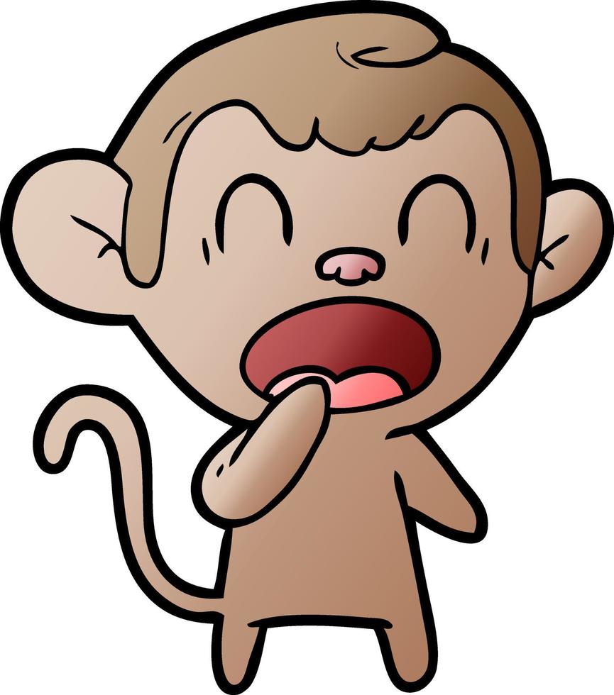 yawning cartoon monkey vector