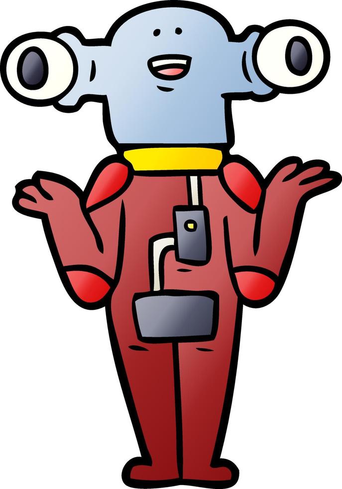 friendly cartoon alien shrugging vector