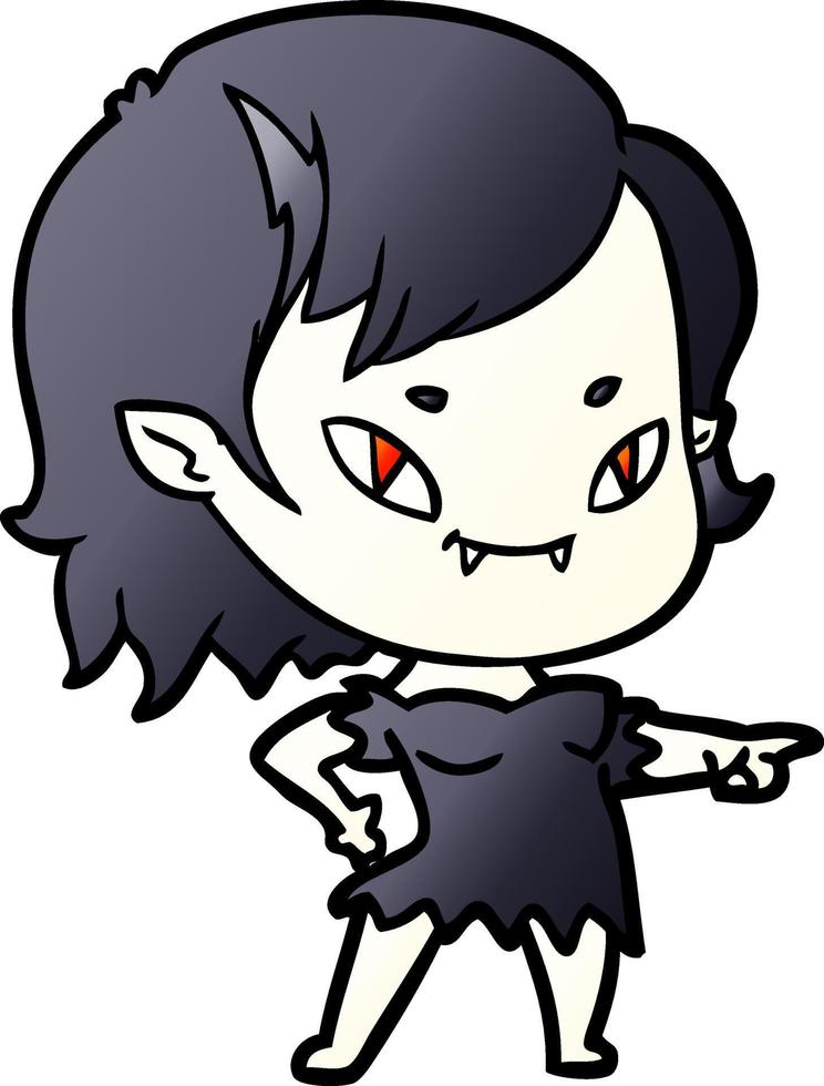 cartoon friendly vampire girl pointing vector