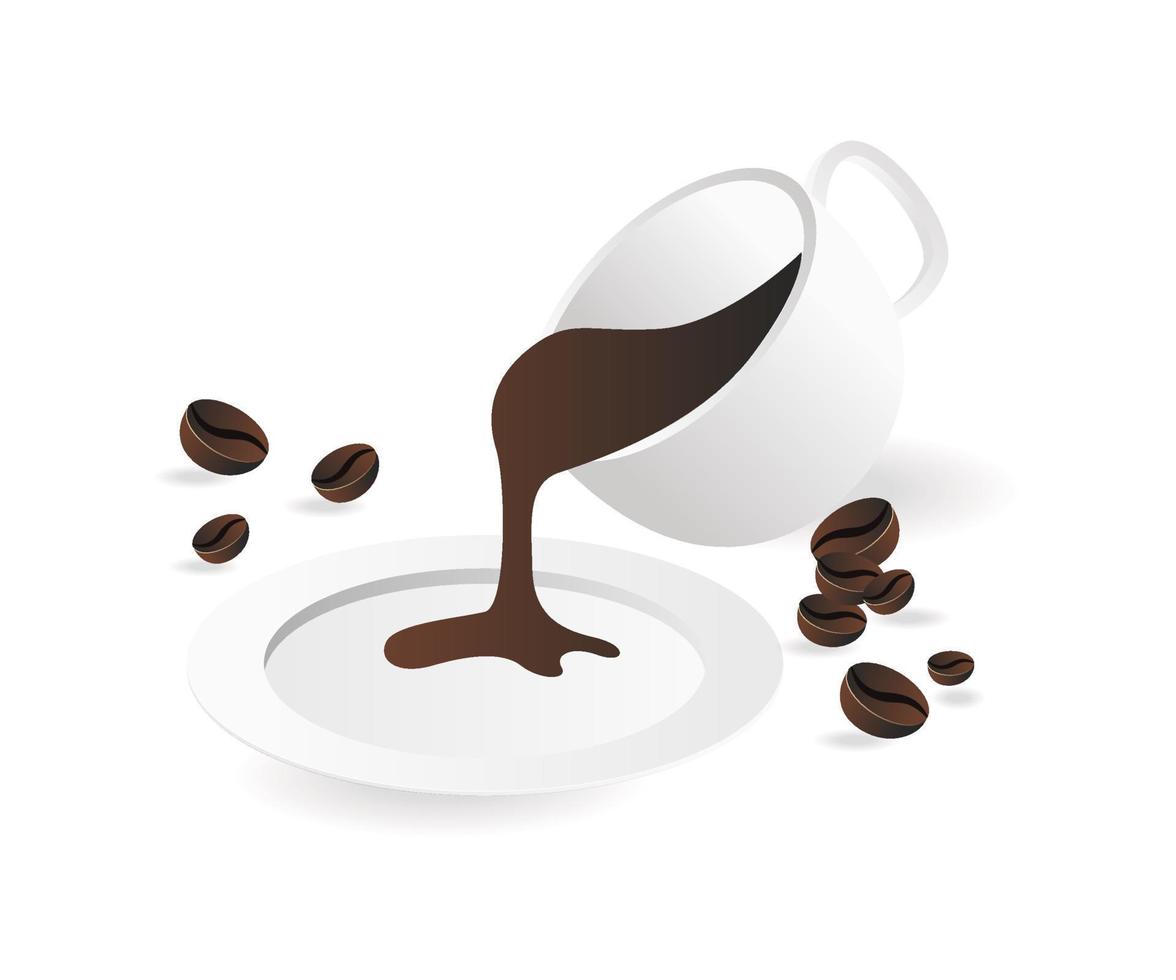 Pouring coffee in the saucer vector