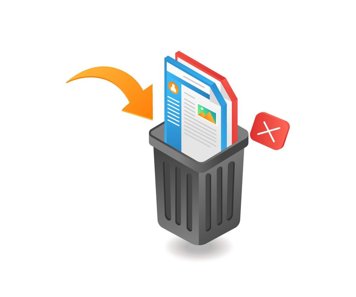 Delete data throw in trash vector
