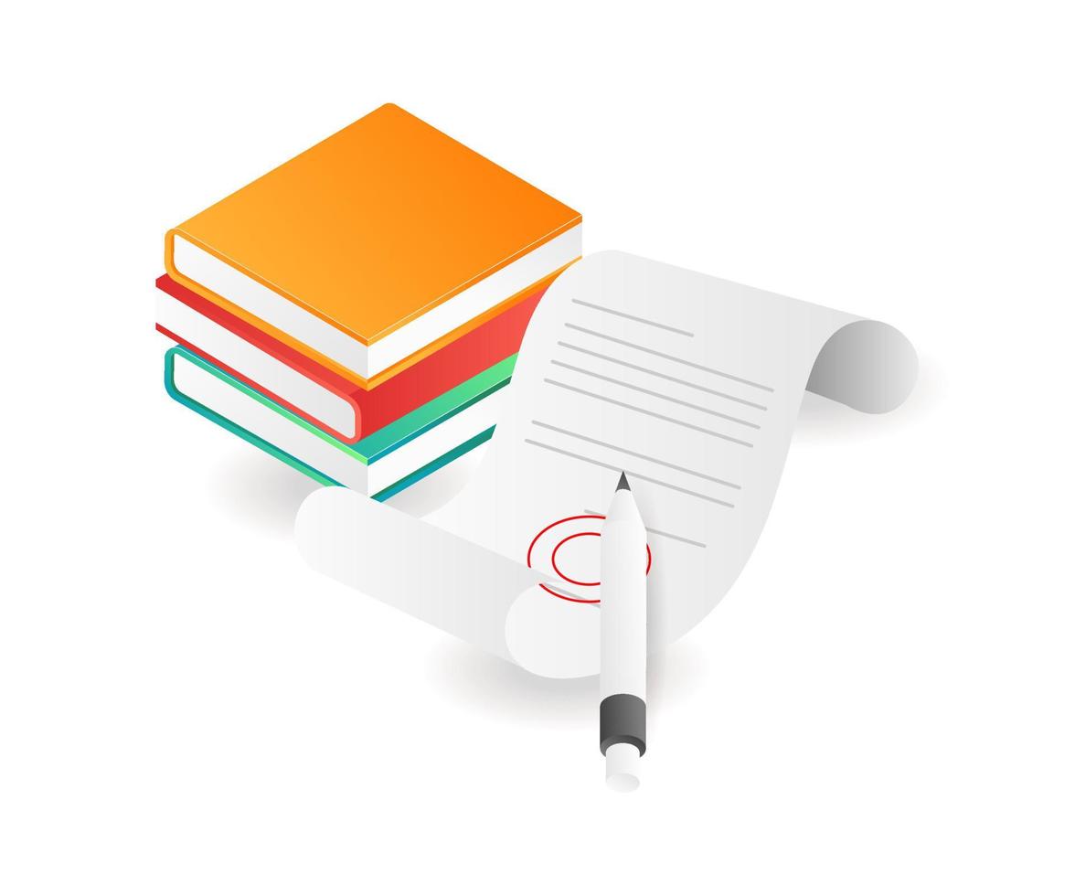 Business agreement letter with stack of books vector
