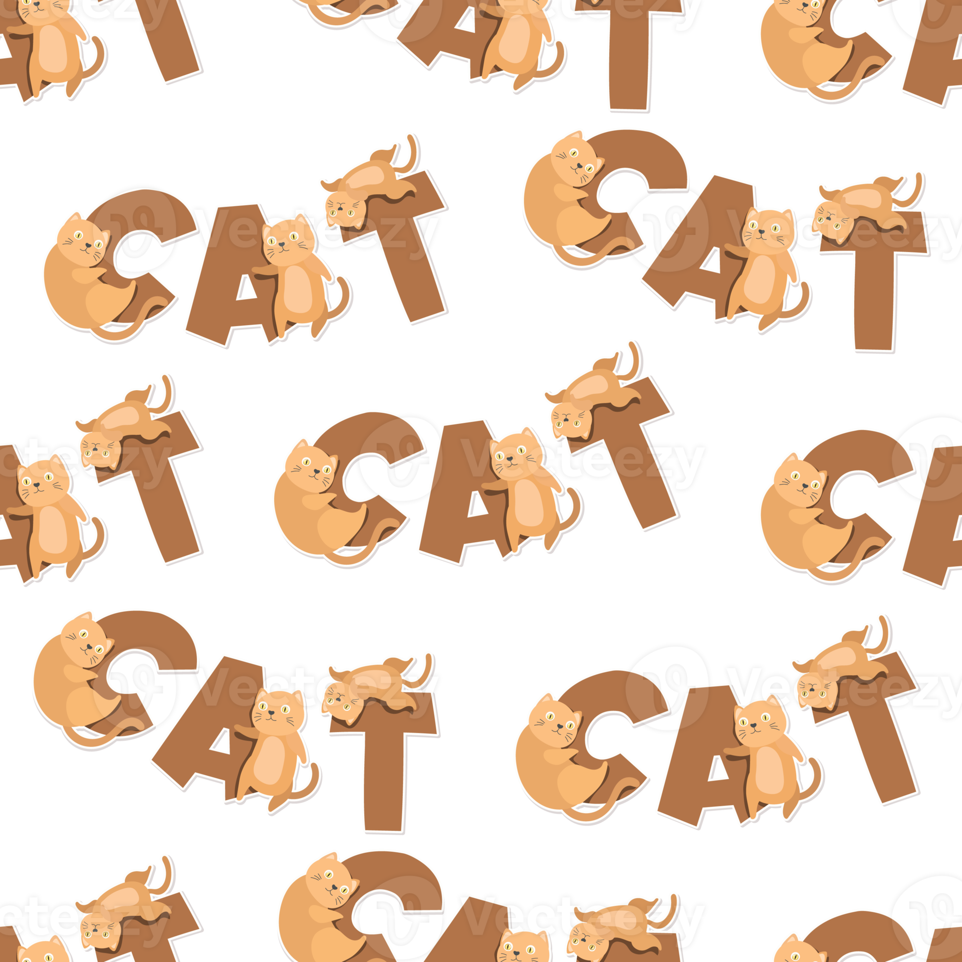 cat-cartoon-and-word-pattern-12445983-png