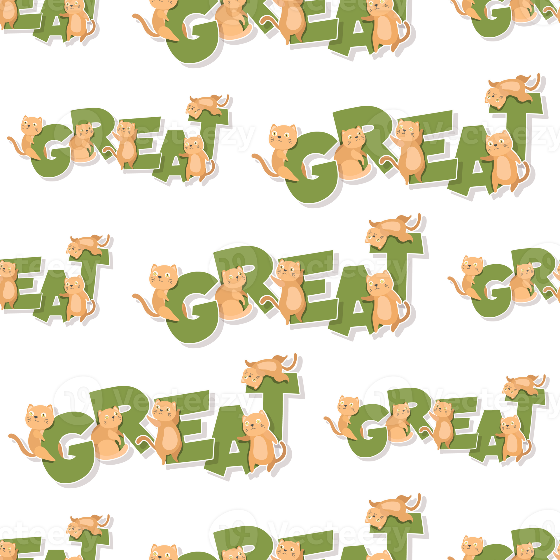 cat-cartoon-and-word-pattern-12445985-png