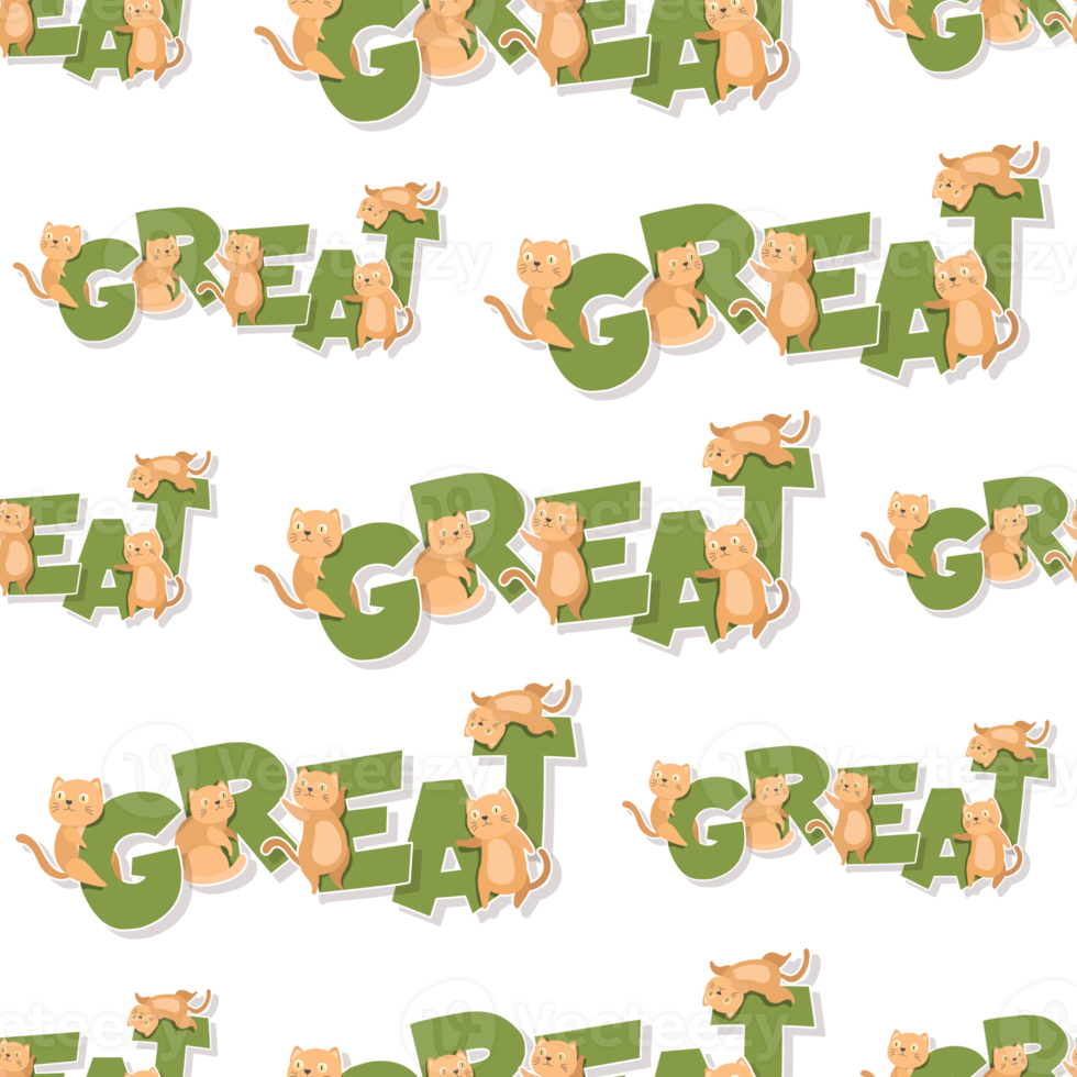 cat cartoon and word pattern png