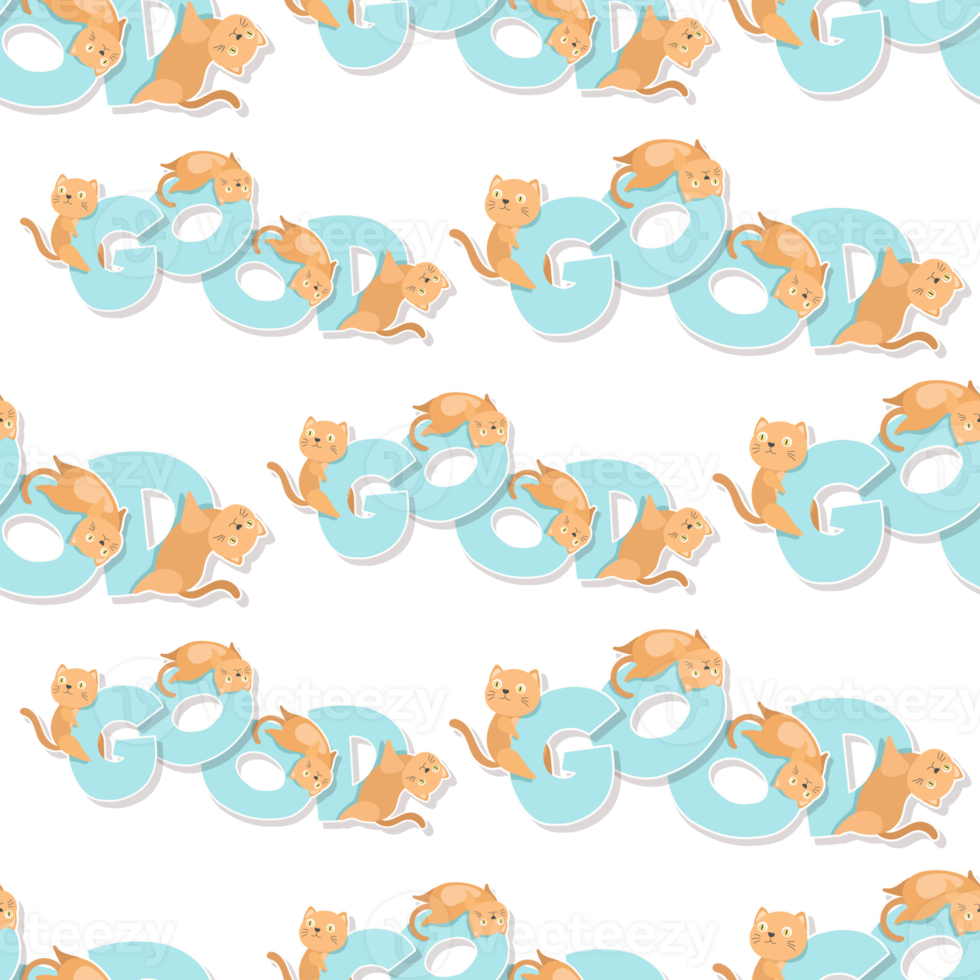cat cartoon and word pattern png