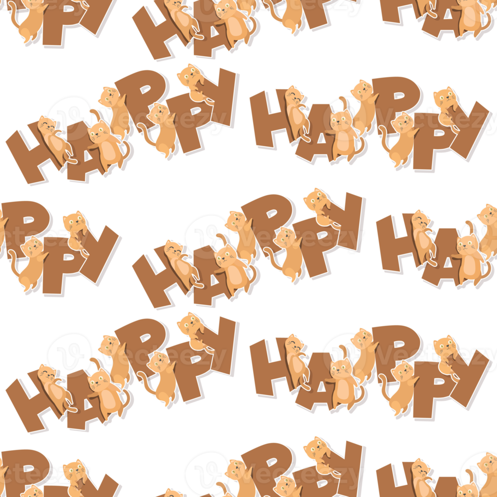 cat cartoon and word pattern png