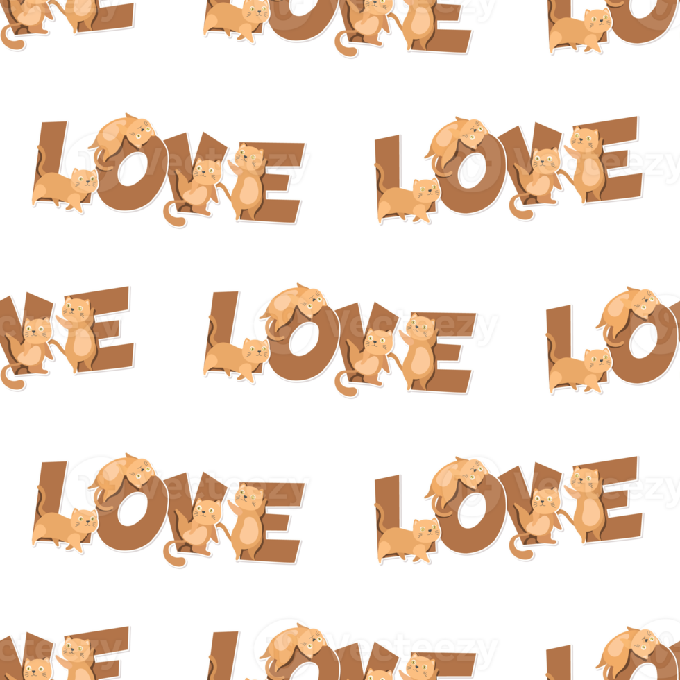 cat cartoon and word pattern png