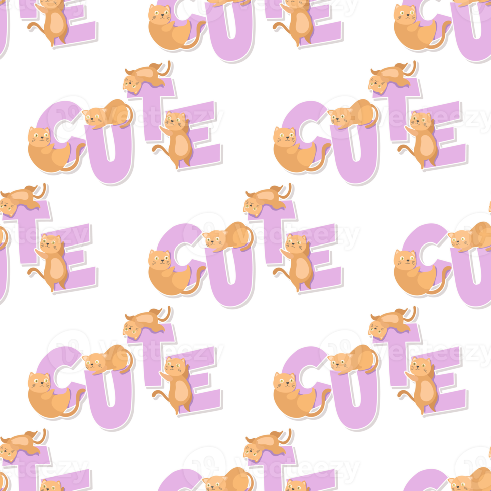 cat cartoon and word pattern png
