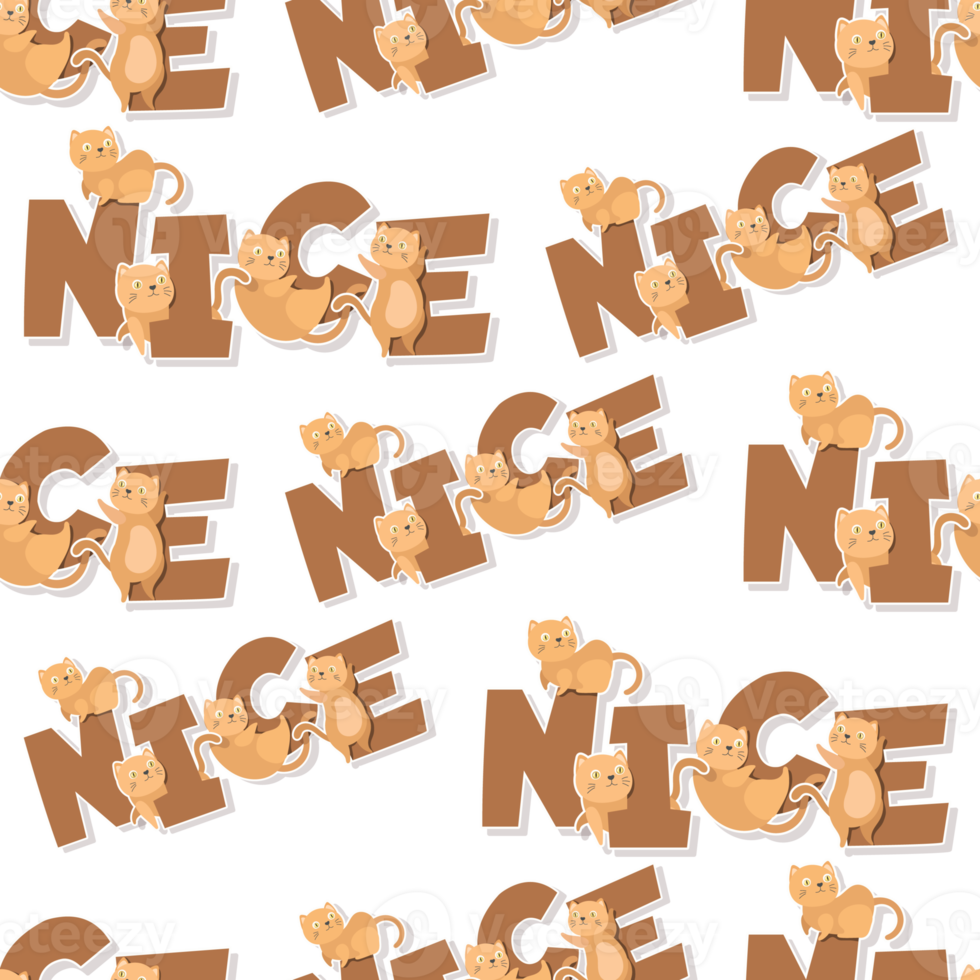 cat cartoon and word pattern png