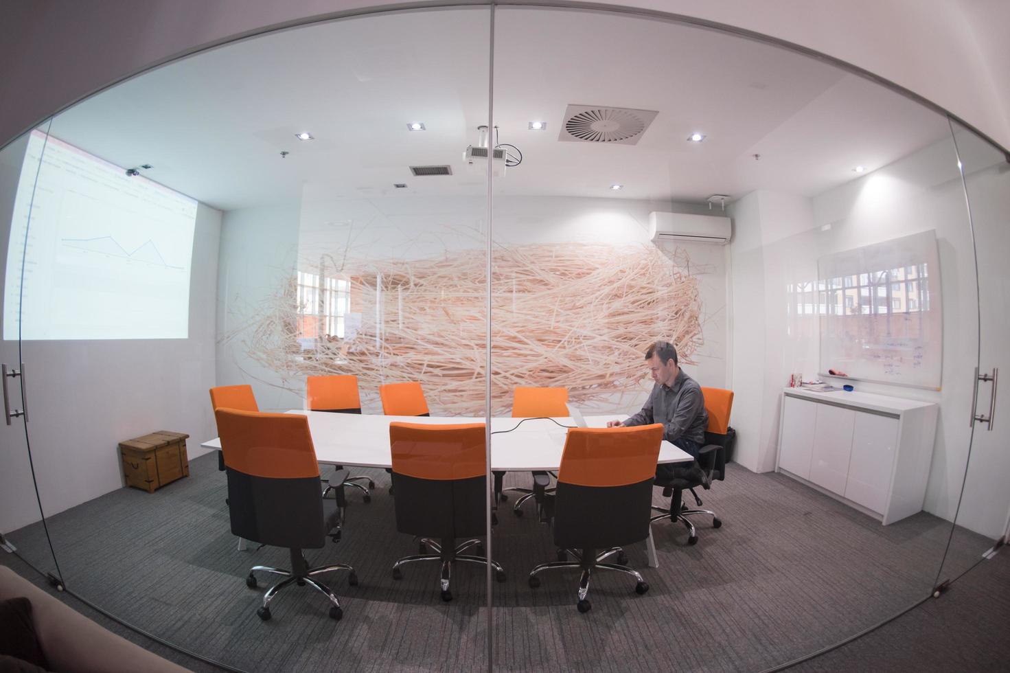 businessman working using a laptop in startup office photo