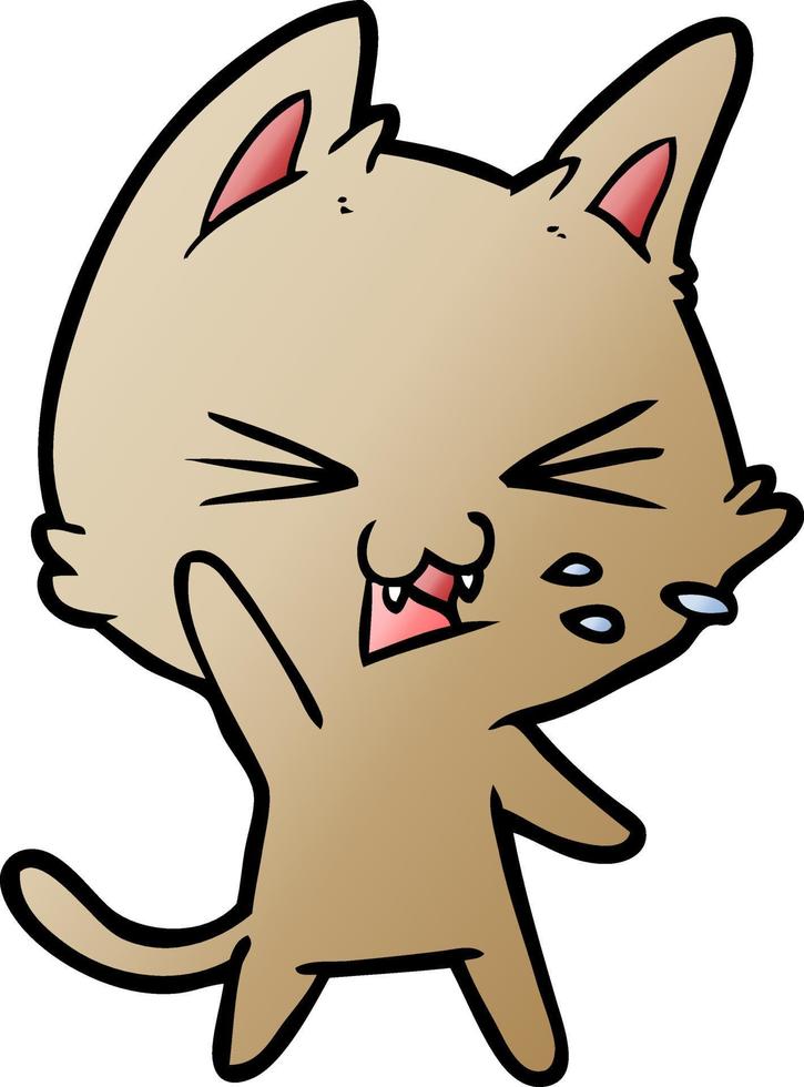 cartoon cat hissing vector