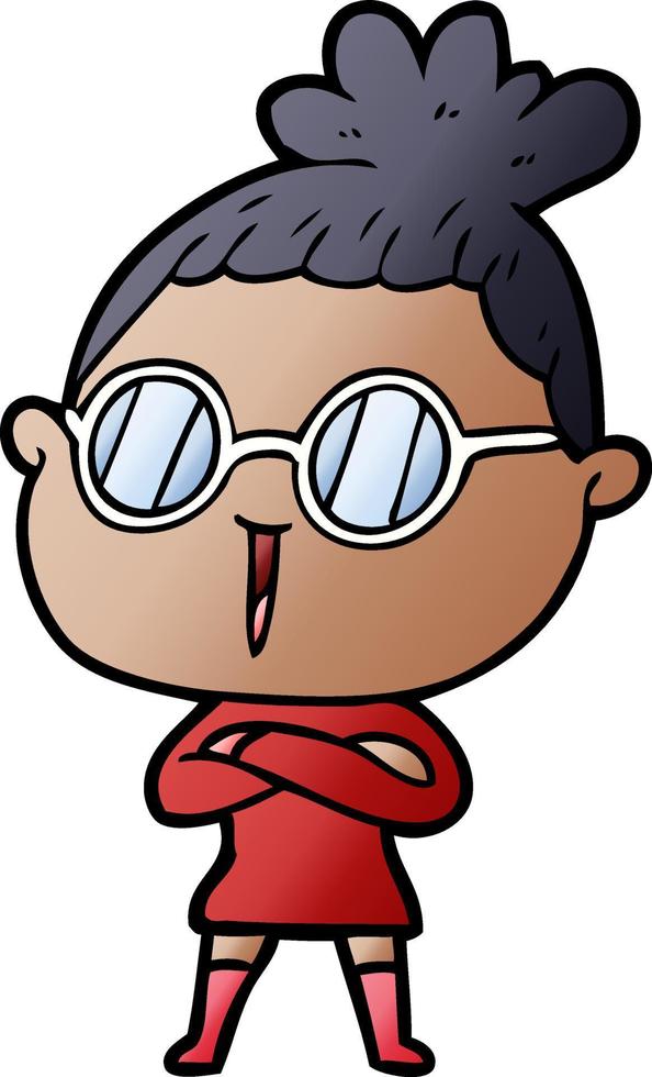 cartoon woman wearing spectacles vector