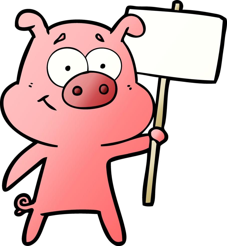 happy cartoon pig vector