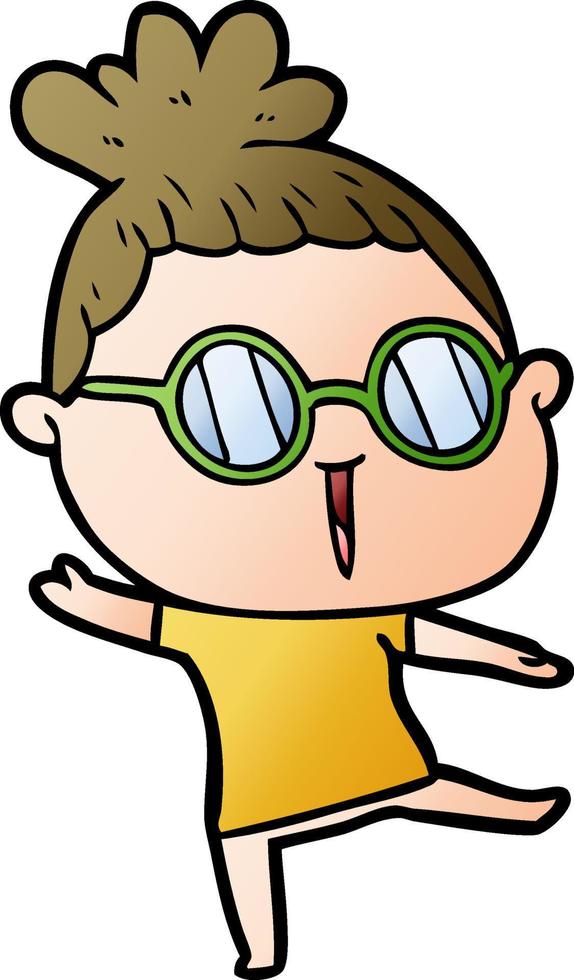cartoon woman wearing spectacles vector