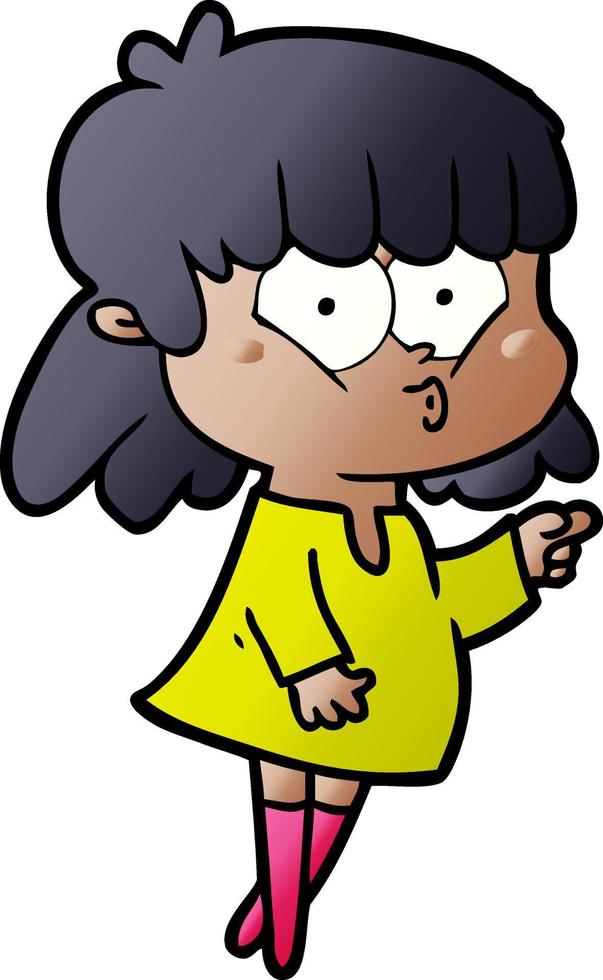 niña silbando de dibujos animados vector