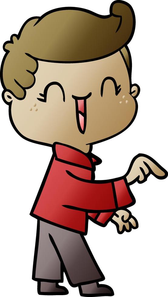 cartoon laughing boy pointing vector