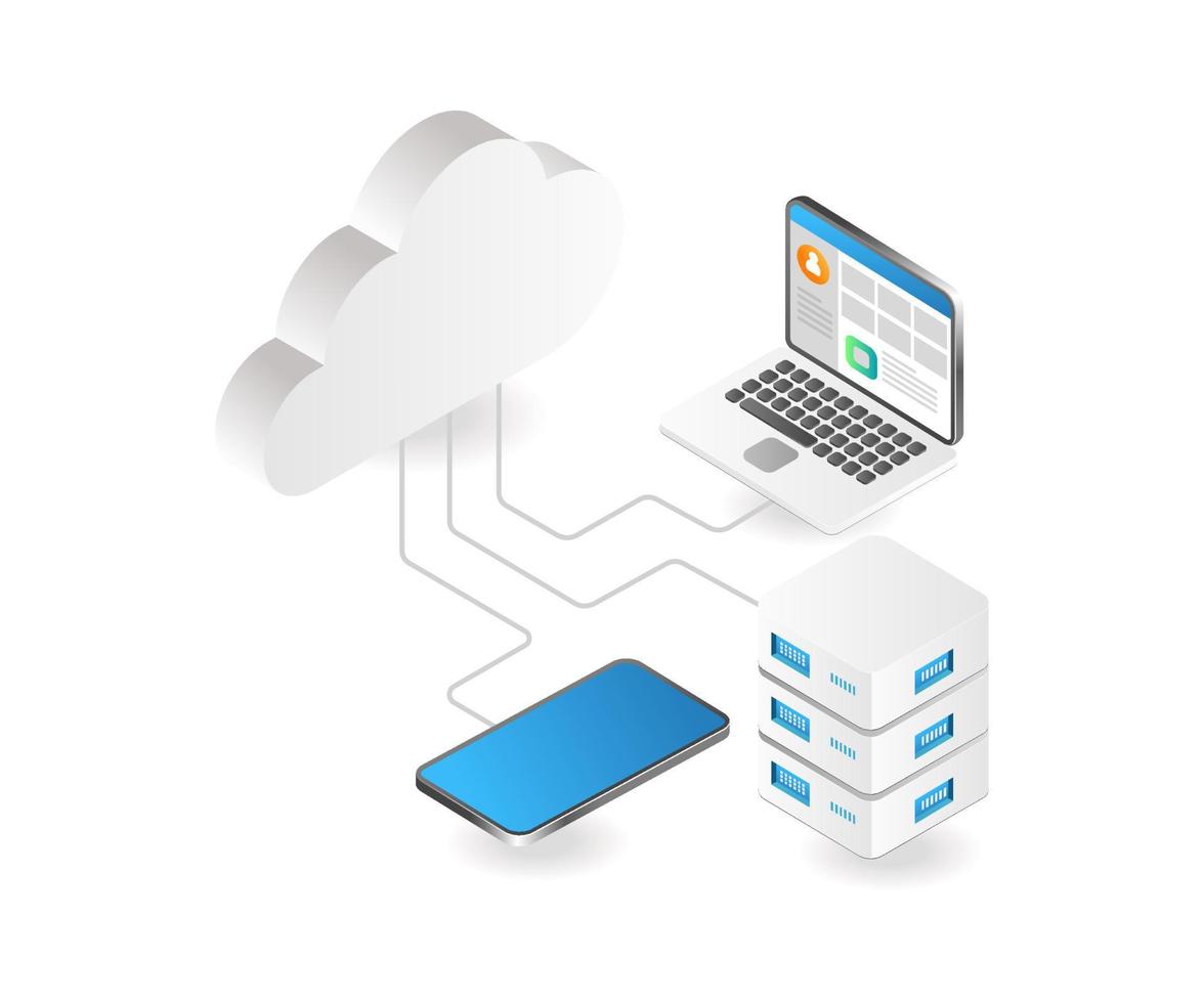 Smartphone computer cloud server vector