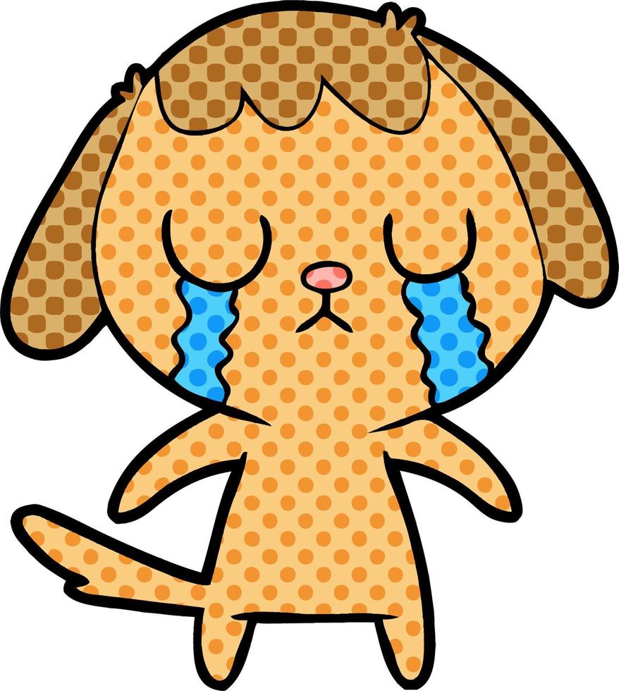 cute cartoon dog crying vector