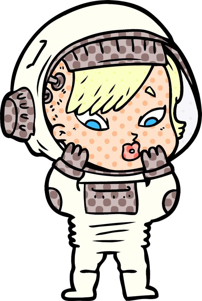 caricatura, astronauta, mujer vector