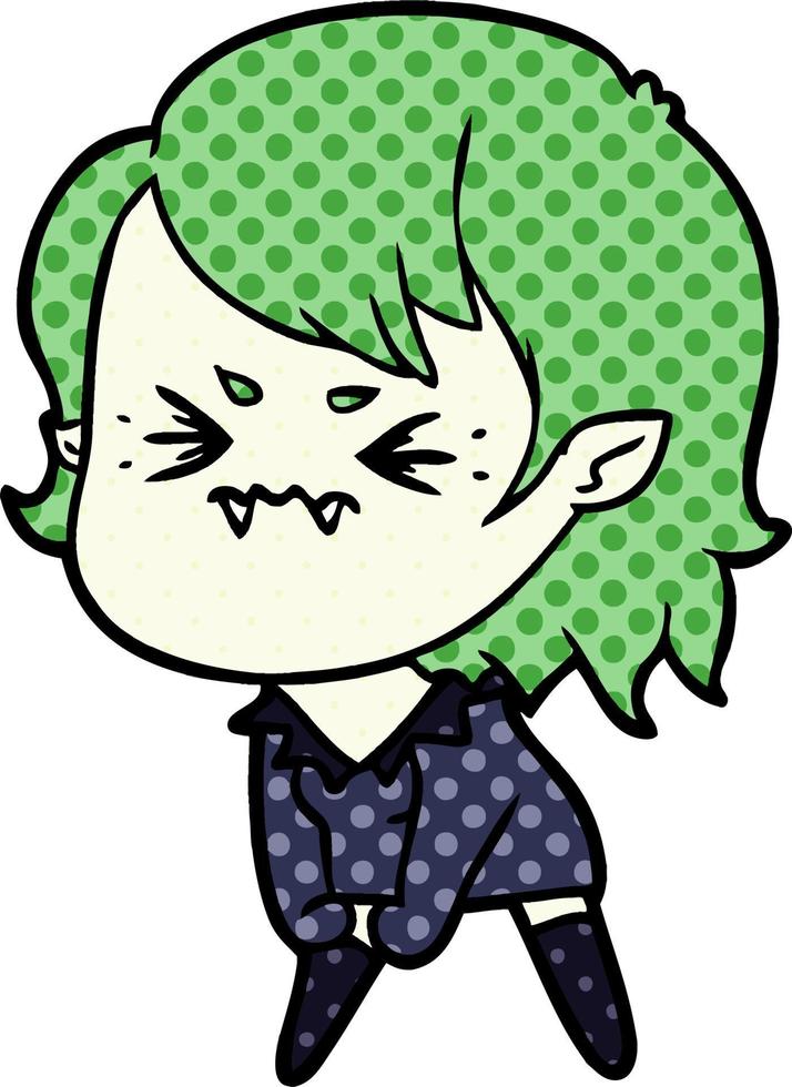 annoyed cartoon vampire girl vector