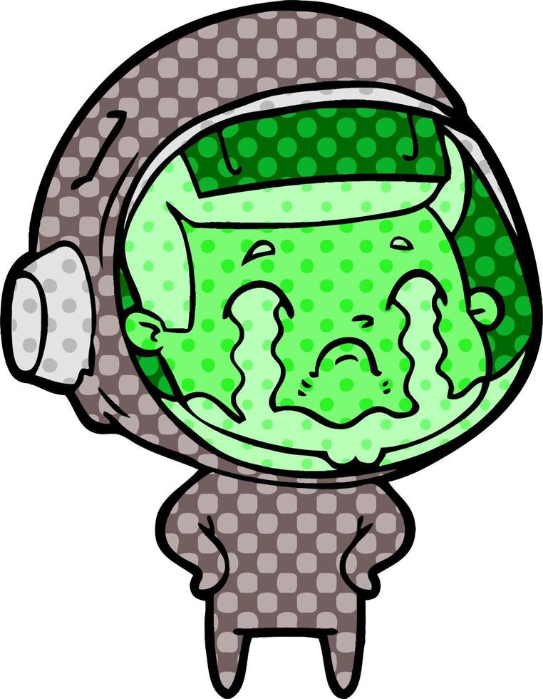 cartoon crying astronaut vector