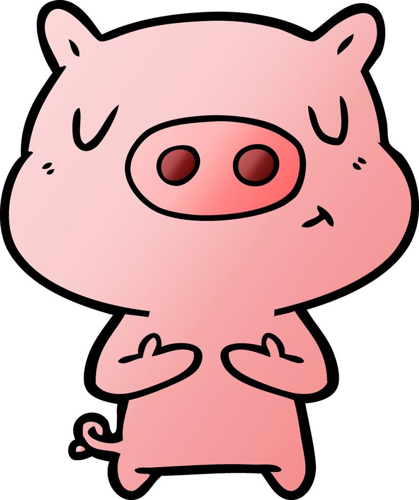 cartoon content pig vector