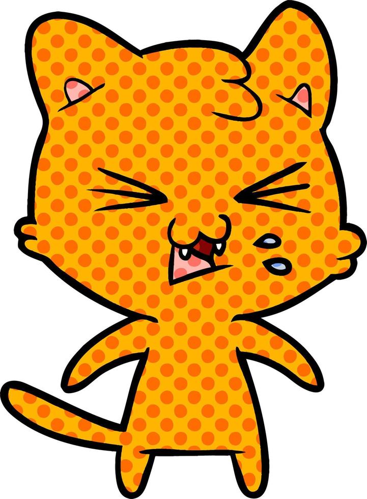 cartoon cat hissing vector