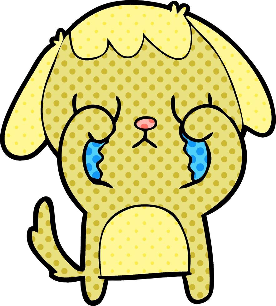 cute cartoon dog crying vector