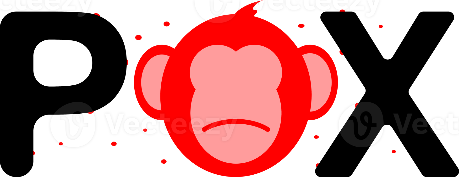 pox text with monkey head icon and spreading effect png