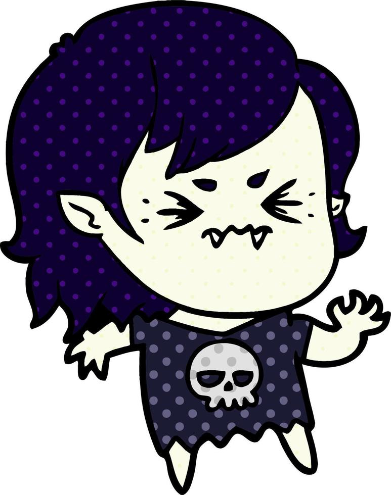 annoyed cartoon vampire girl vector