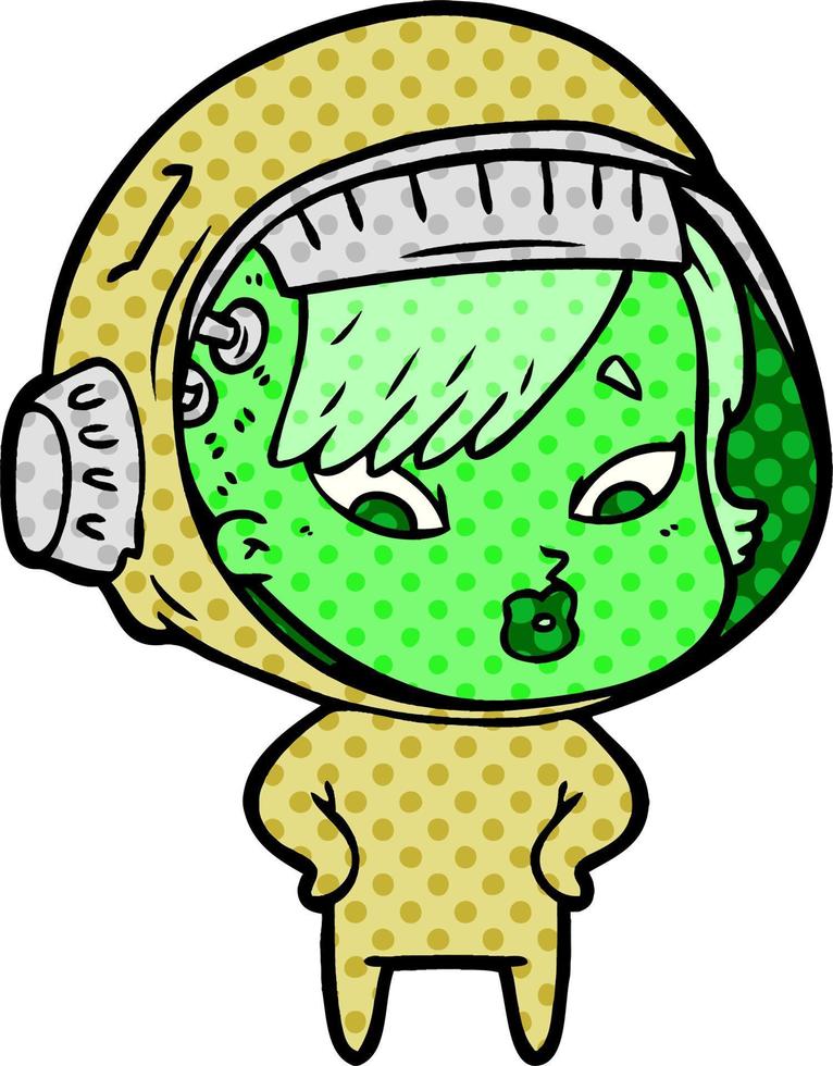 cartoon astronaut woman vector