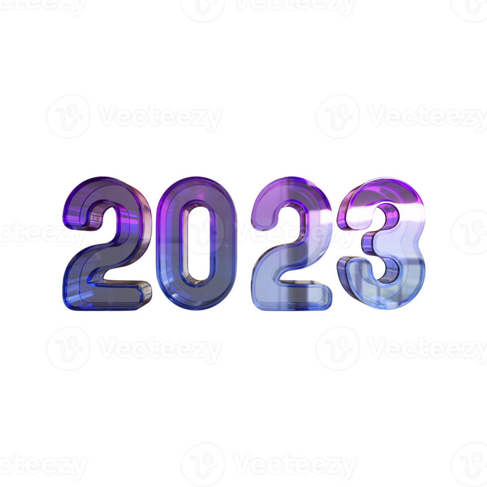 three dimensional typography of two thousand and twenty three png