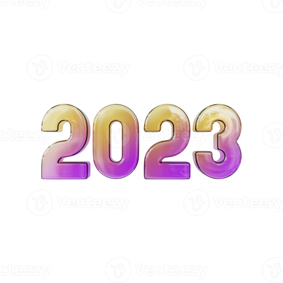 three dimensional typography of two thousand and twenty three png