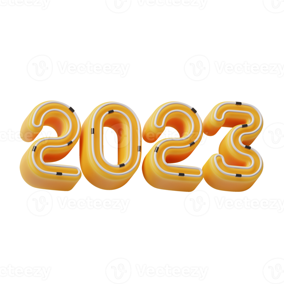three dimensional typography of two thousand and twenty three png