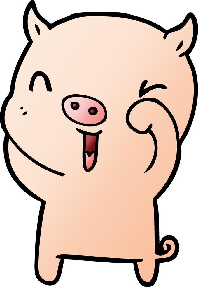 happy cartoon pig vector