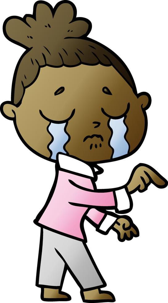 cartoon crying woman pointing vector