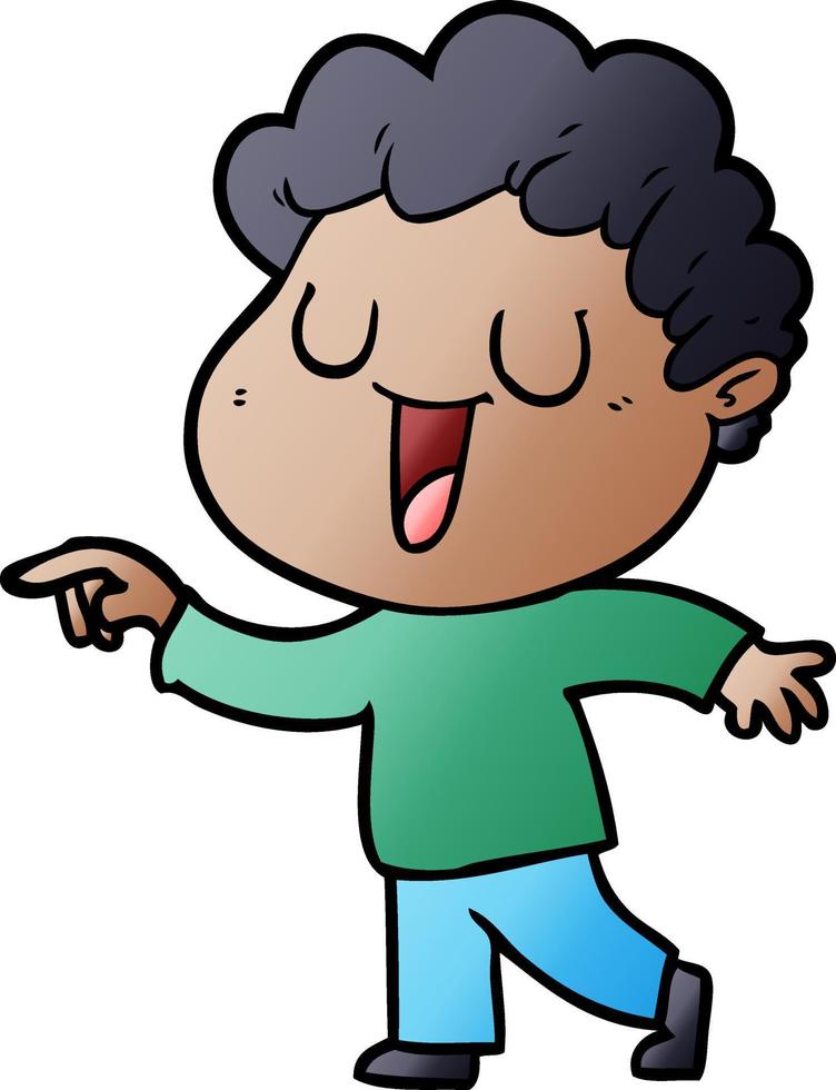 laughing cartoon man pointing vector