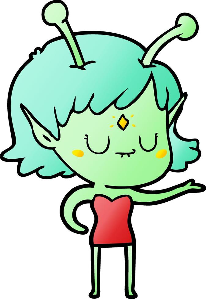cartoon alien girl vector