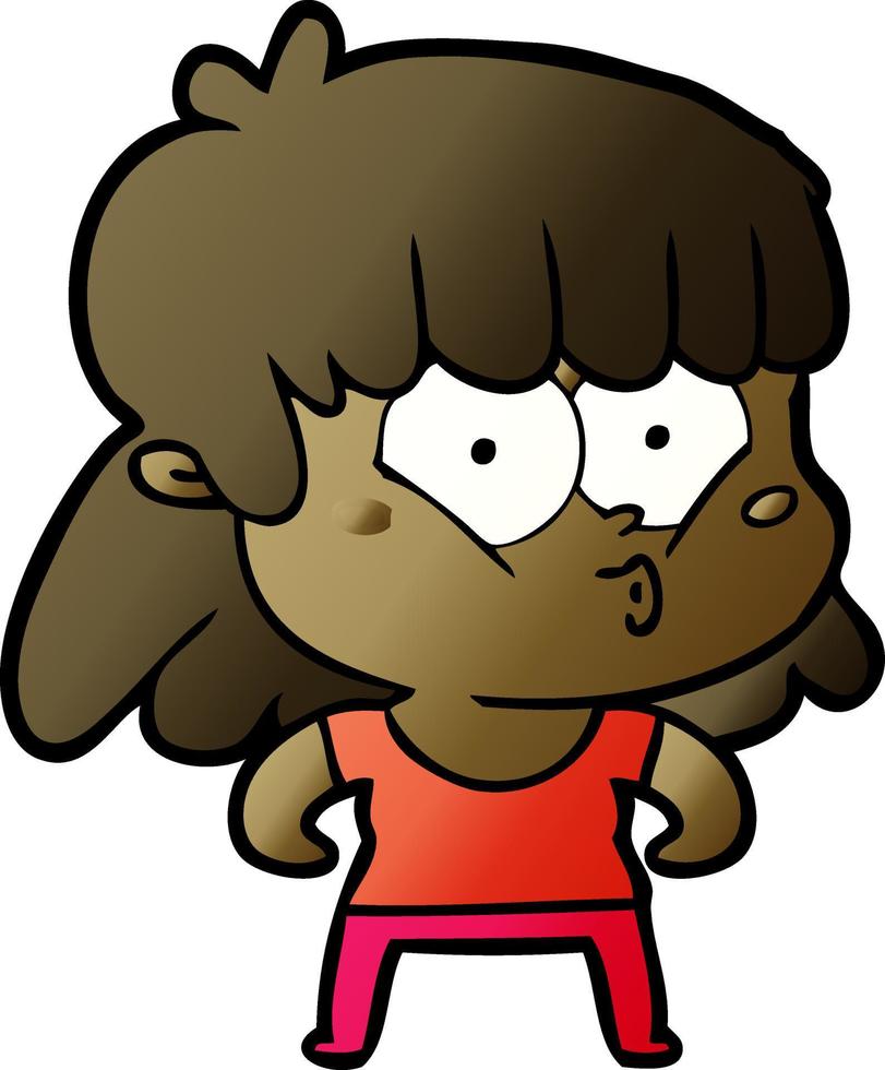 niña silbando de dibujos animados vector