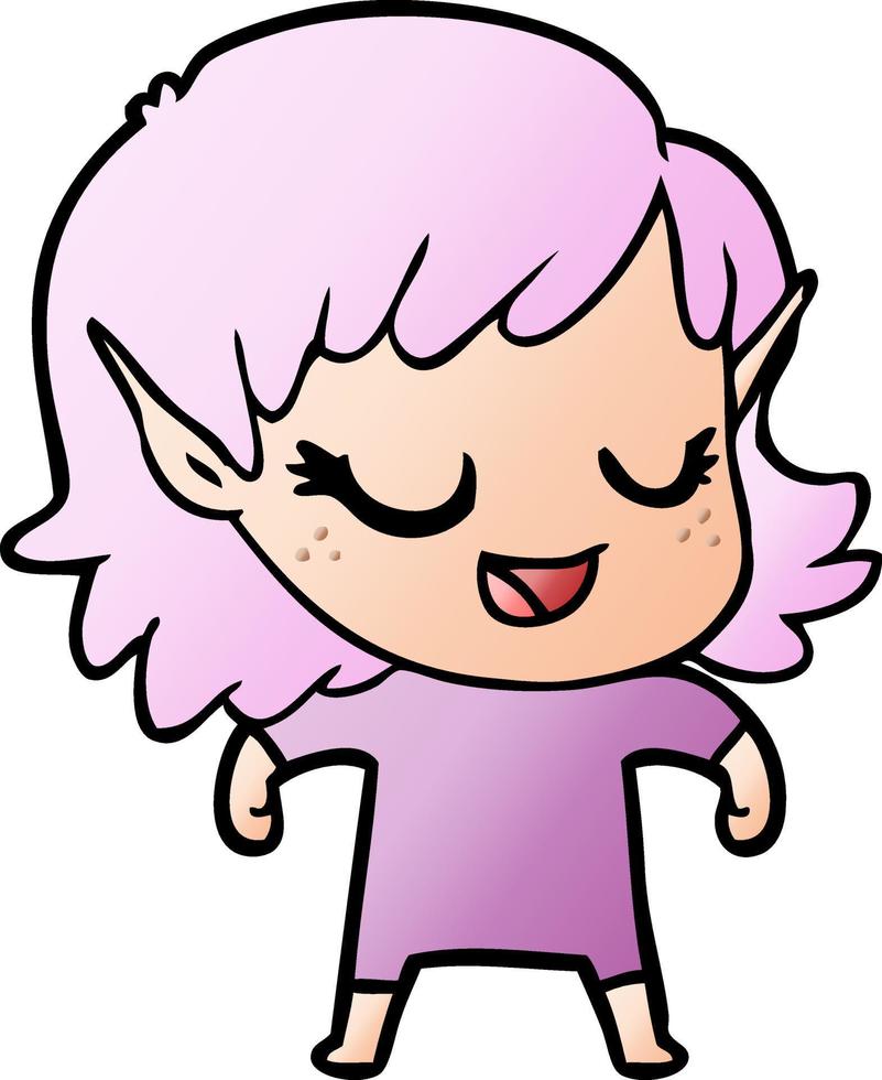 niña elfa feliz de dibujos animados vector