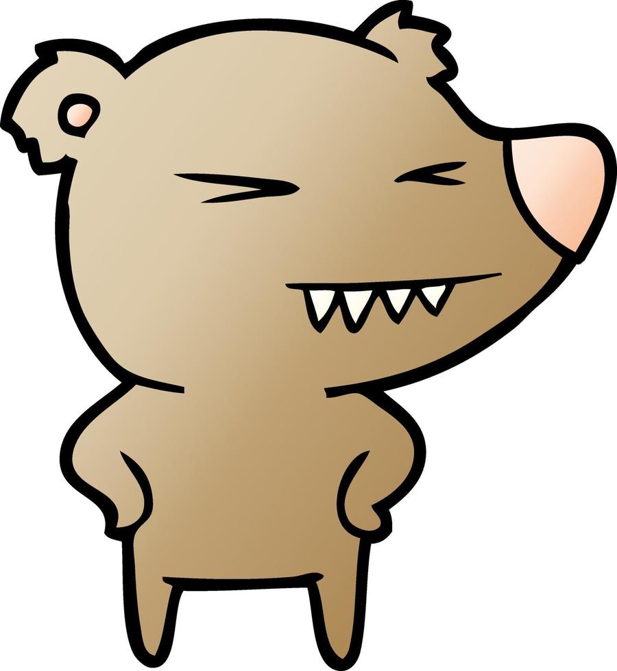 angry bear cartoon with hands on hips vector