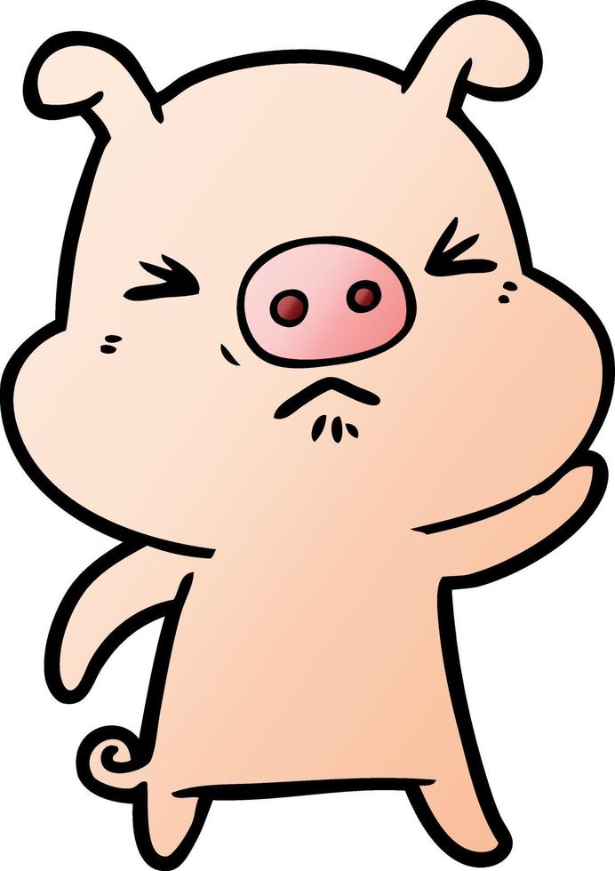 cartoon grumpy pig vector
