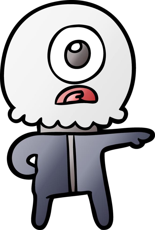 cartoon cyclops alien spaceman vector