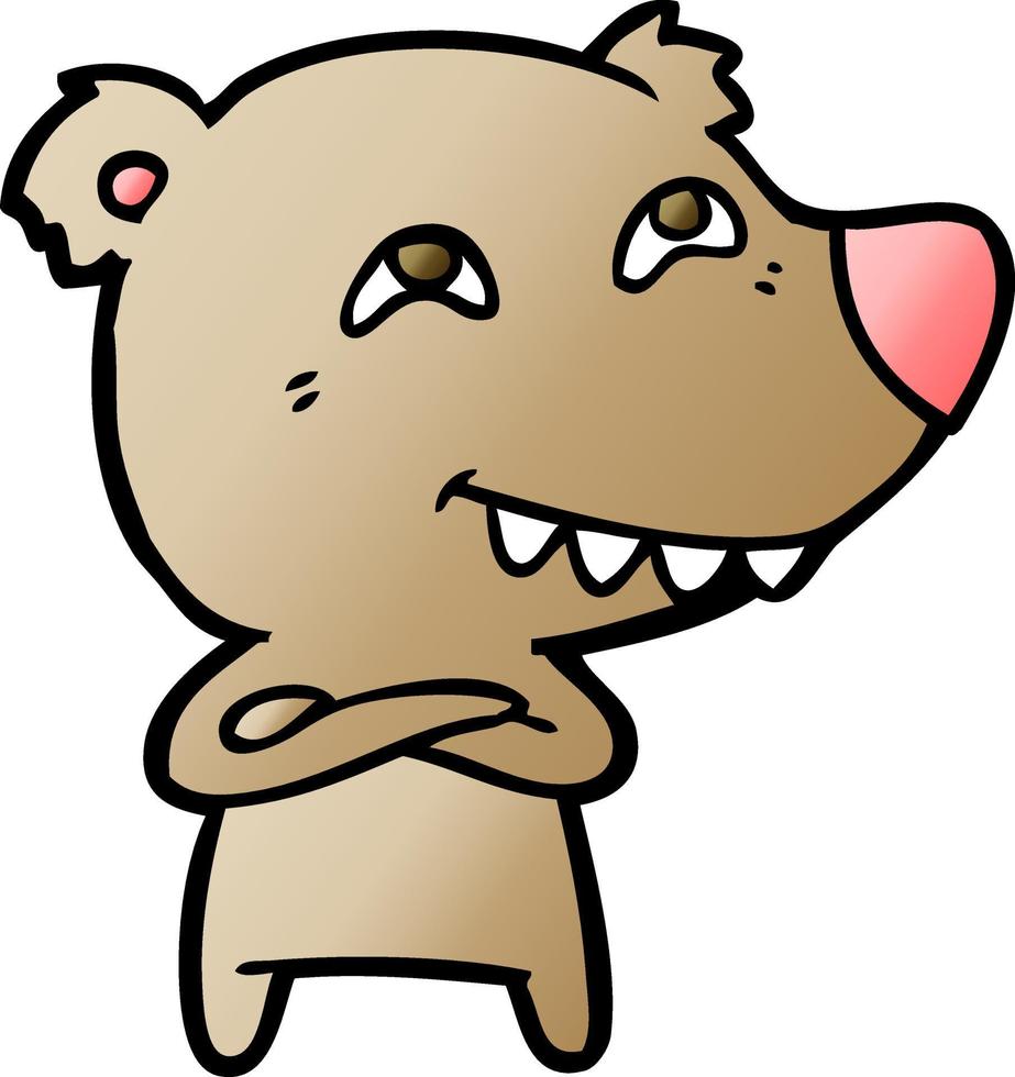 cartoon bear showing teeth vector