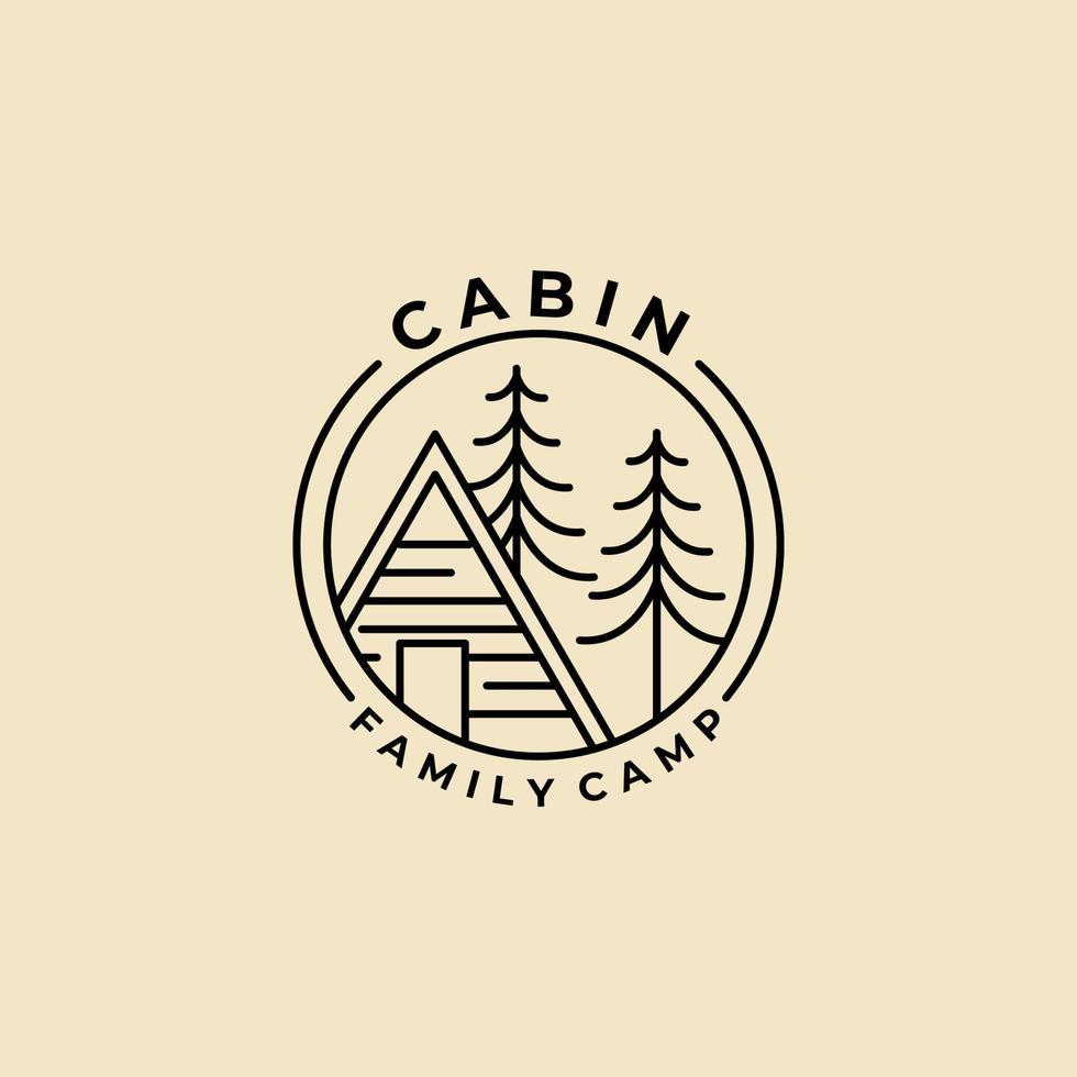 wood cabin line art minimalist vector  logo badge  illustration design