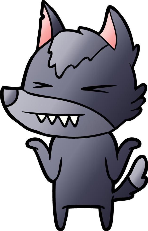 angry wolf cartoon vector