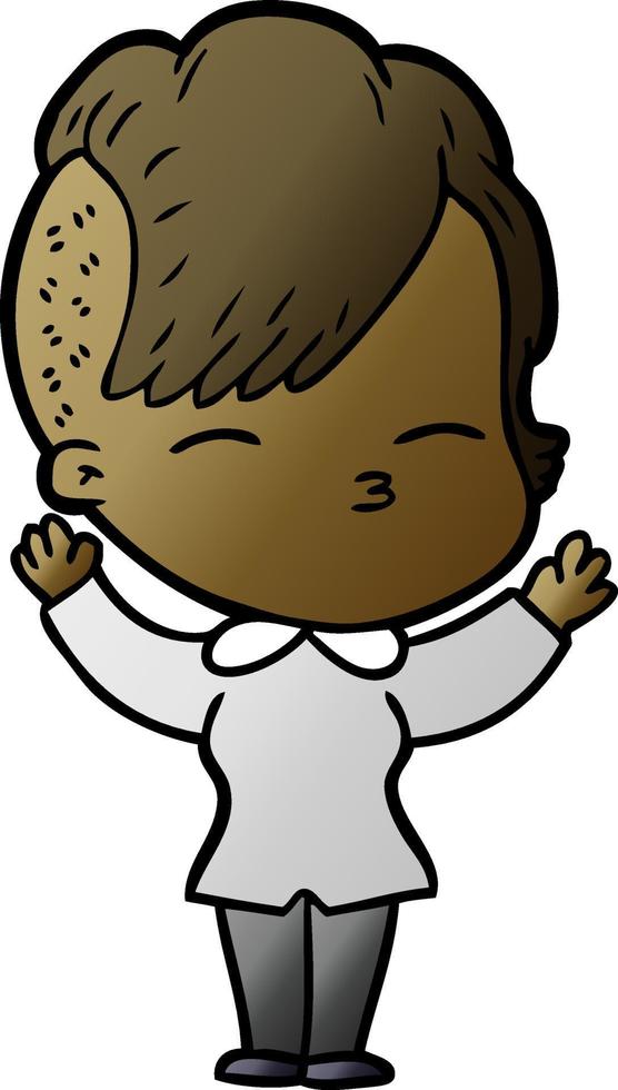 cartoon squinting girl vector