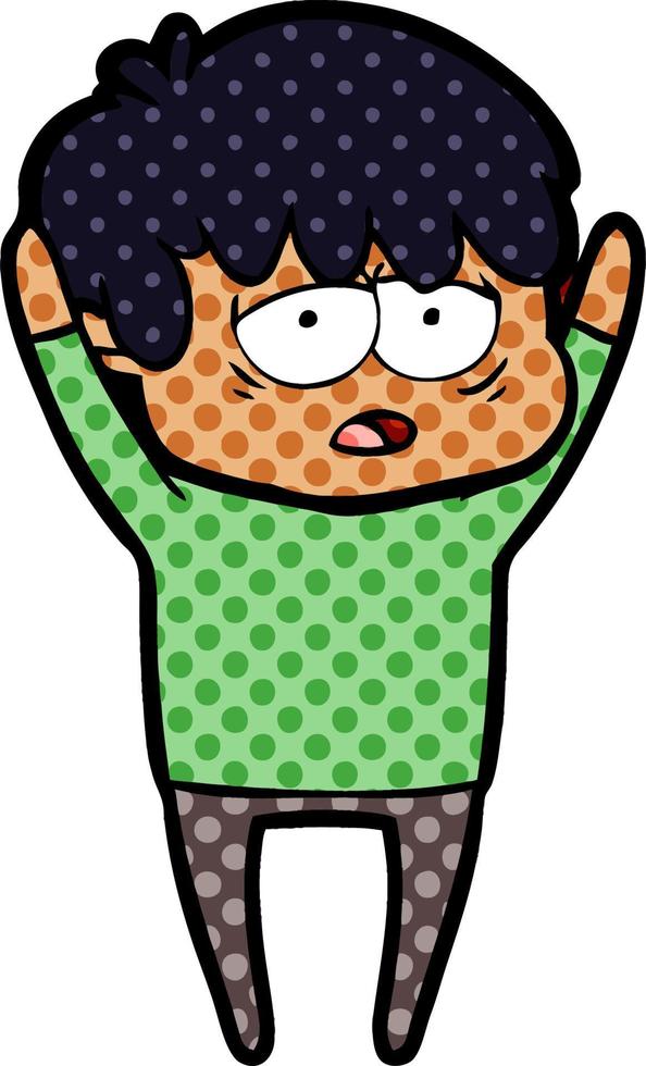 cartoon exhausted boy vector