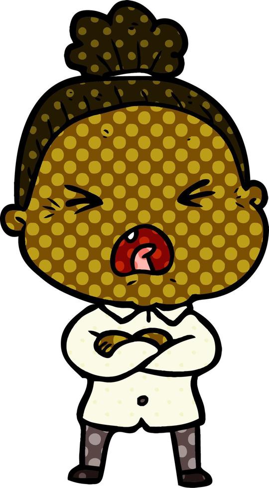 cartoon angry old woman vector